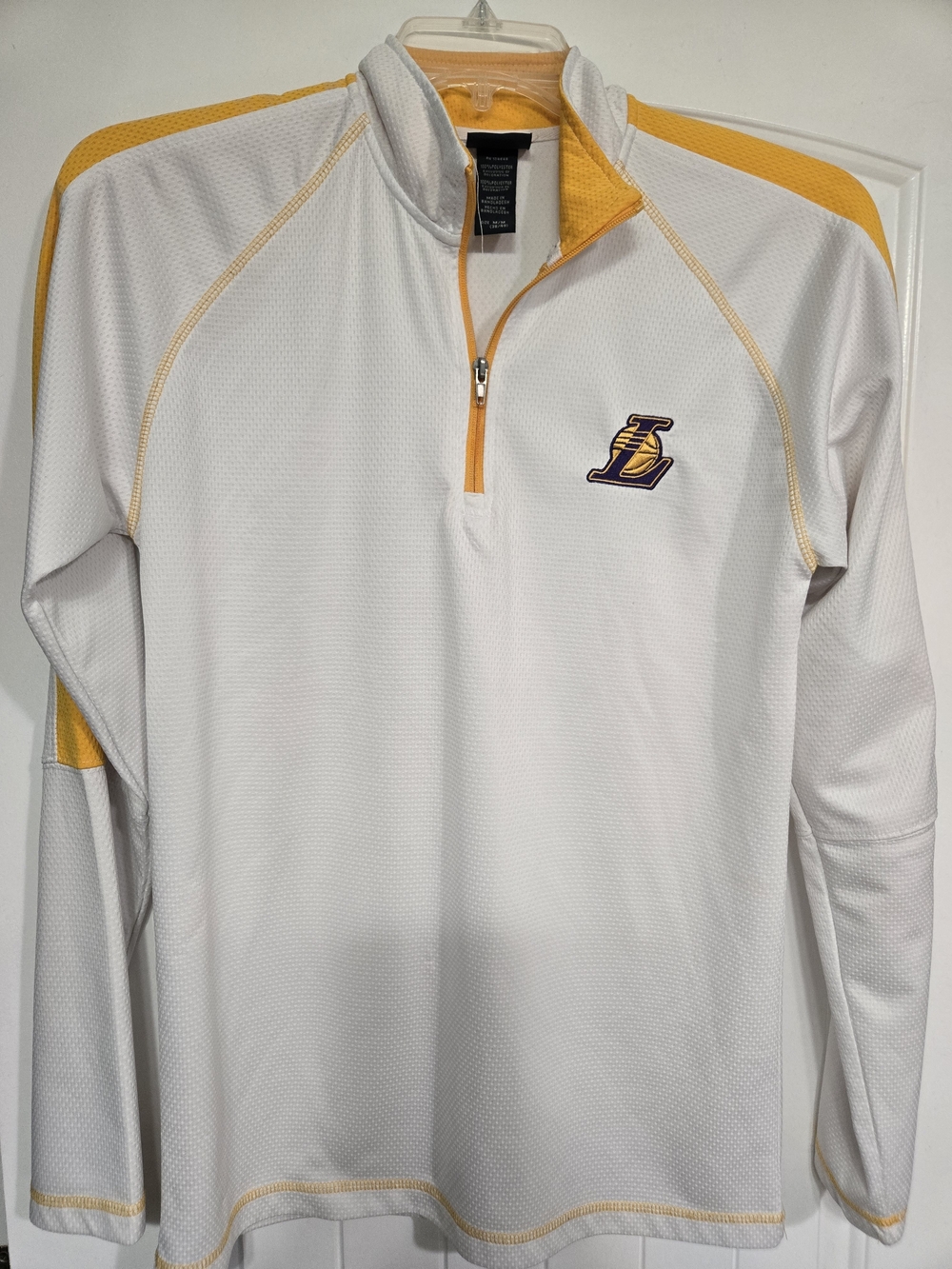 NBA White and Gold Lakers Quarter-Zip Pullover